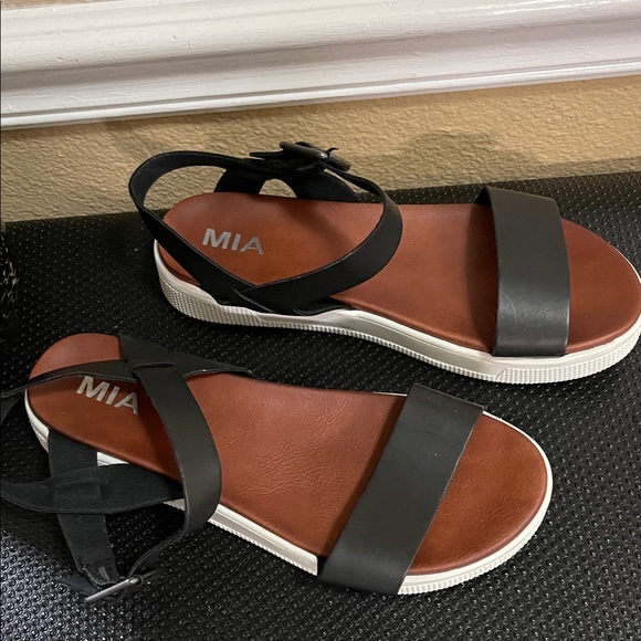 MIA Shoes - MIA Black and Tan Women's Sandals